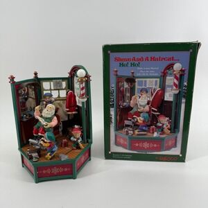 VTG Enesco Shave & a Haircut Ho! Ho! 1993 Animated Music Box Santa Christmas